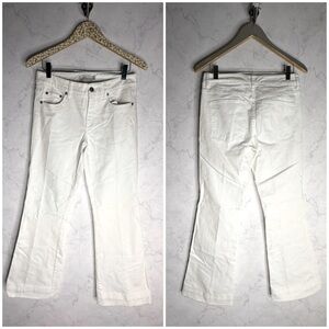 L.L. bean signature mid rise flare jeans in white denim